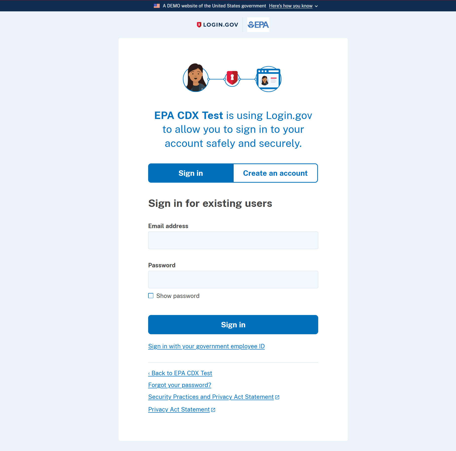 Login.gov login page